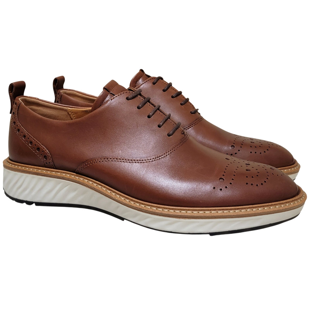 Ecco Men ST1 Hybrid Brogue Wingtip Oxfords Size EU 47 US 13 Cognac Brown Leather